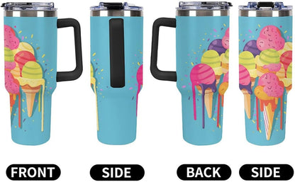 40 Oz Double Insulated Tumblers With Handles Pelican Birds Printed Insulated Tumbler With Straw With Lid Leak-proof Stainless Steel Travel Coffee Mug - Colors B
