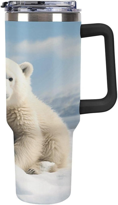 40 Oz Double Insulated Tumblers With Handles Pelican Birds Printed Insulated Tumbler With Straw With Lid Leak-proof Stainless Steel Travel Coffee Mug - Colors B