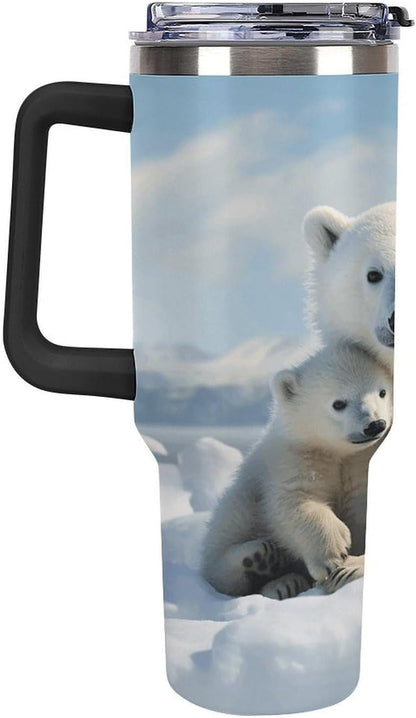 40 Oz Double Insulated Tumblers With Handles Pelican Birds Printed Insulated Tumbler With Straw With Lid Leak-proof Stainless Steel Travel Coffee Mug - Colors B