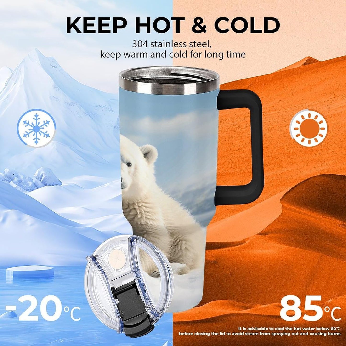 40 Oz Double Insulated Tumblers With Handles Pelican Birds Printed Insulated Tumbler With Straw With Lid Leak-proof Stainless Steel Travel Coffee Mug - Colors B