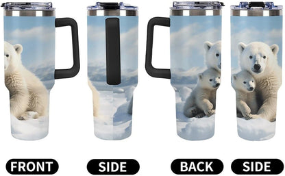 40 Oz Double Insulated Tumblers With Handles Pelican Birds Printed Insulated Tumbler With Straw With Lid Leak-proof Stainless Steel Travel Coffee Mug - Colors B