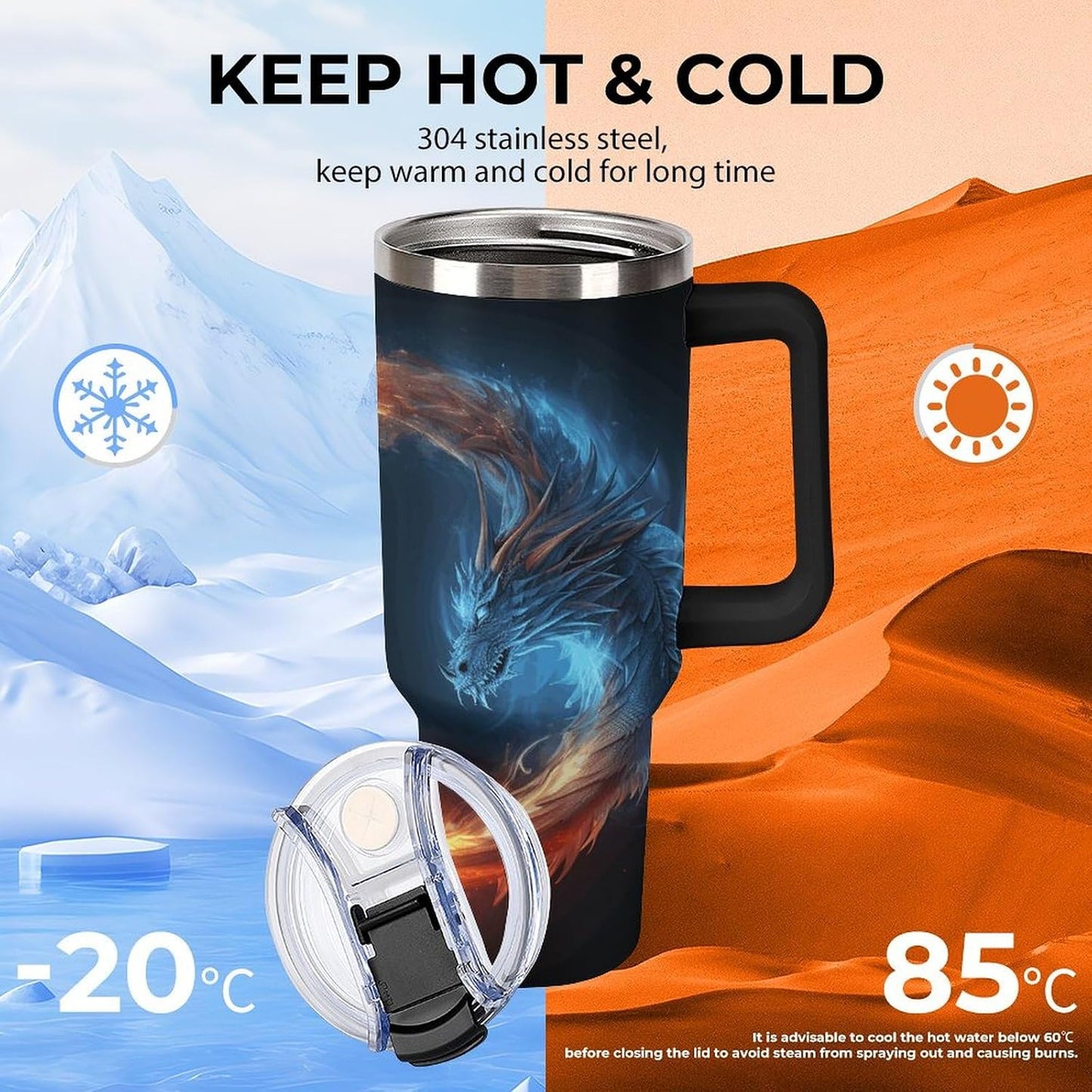 40 Oz Double Insulated Tumblers With Handles Pelican Birds Printed Insulated Tumbler With Straw With Lid Leak-proof Stainless Steel Travel Coffee Mug - Colors B