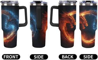 40 Oz Double Insulated Tumblers With Handles Pelican Birds Printed Insulated Tumbler With Straw With Lid Leak-proof Stainless Steel Travel Coffee Mug - Colors B