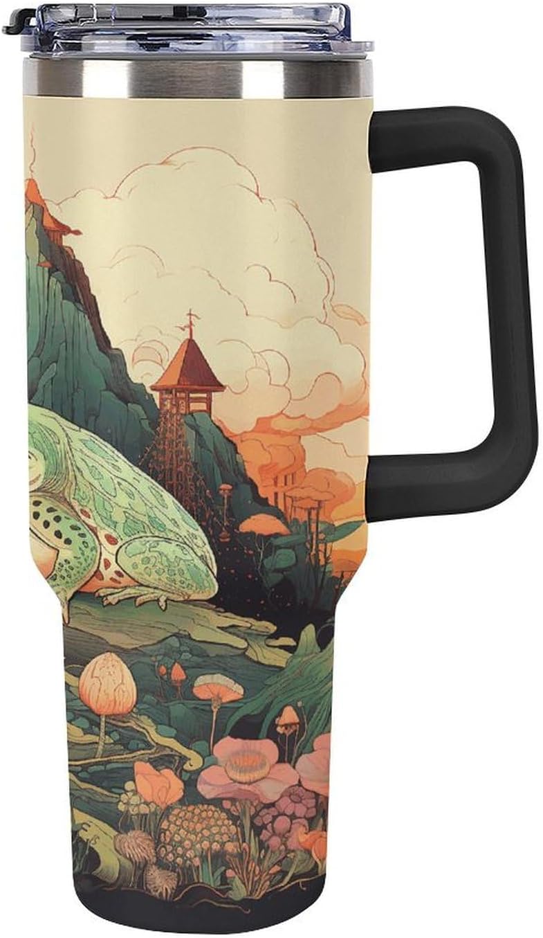 40 Oz Double Insulated Tumblers With Handles Pelican Birds Printed Insulated Tumbler With Straw With Lid Leak-proof Stainless Steel Travel Coffee Mug - Colors B