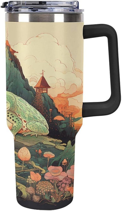 40 Oz Double Insulated Tumblers With Handles Pelican Birds Printed Insulated Tumbler With Straw With Lid Leak-proof Stainless Steel Travel Coffee Mug - Colors B