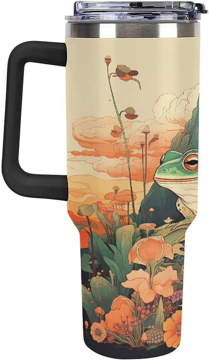 40 Oz Double Insulated Tumblers With Handles Pelican Birds Printed Insulated Tumbler With Straw With Lid Leak-proof Stainless Steel Travel Coffee Mug - Colors B