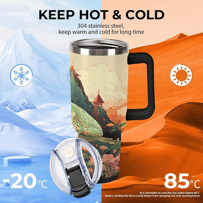 40 Oz Double Insulated Tumblers With Handles Pelican Birds Printed Insulated Tumbler With Straw With Lid Leak-proof Stainless Steel Travel Coffee Mug - Colors B