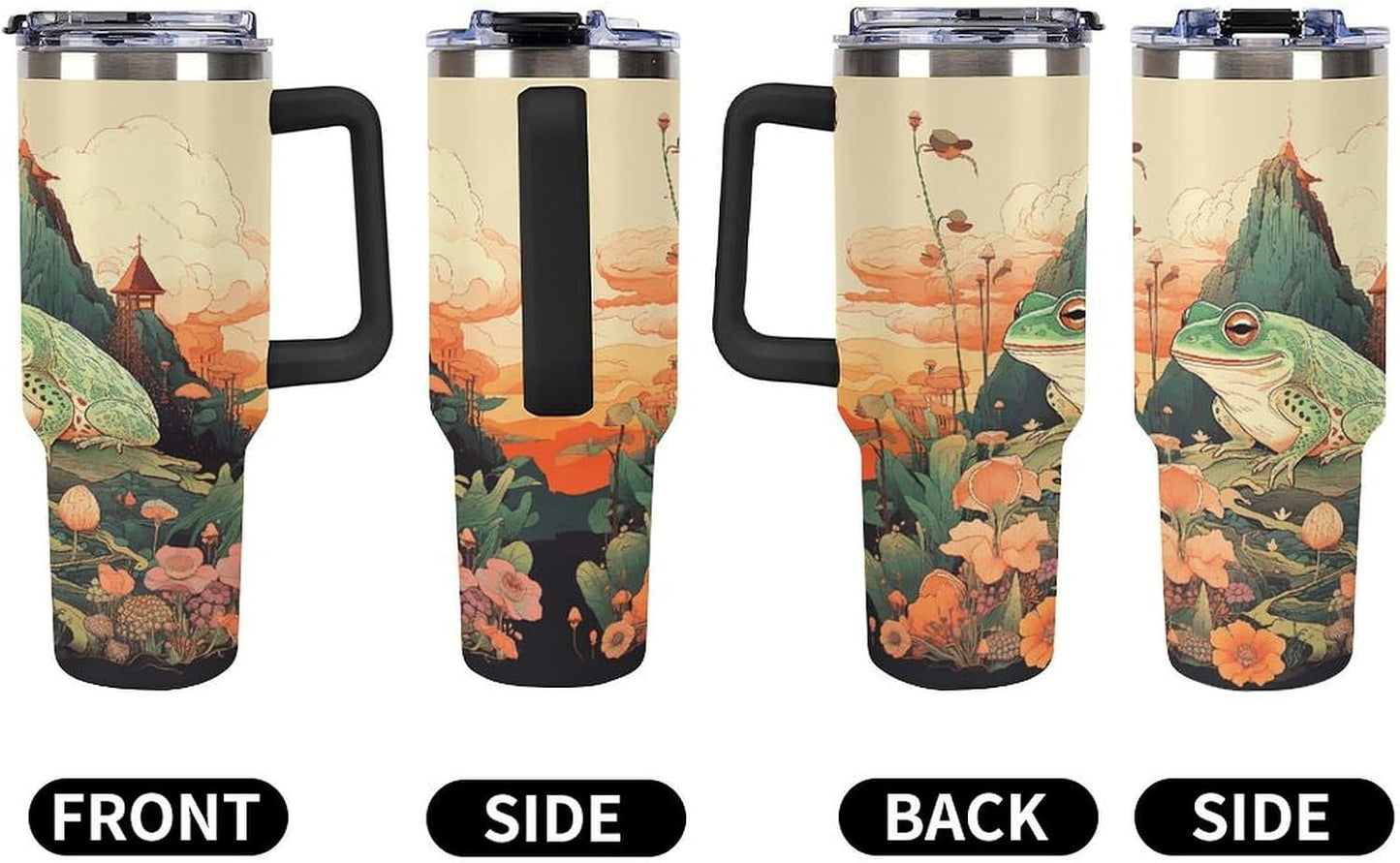 40 Oz Double Insulated Tumblers With Handles Pelican Birds Printed Insulated Tumbler With Straw With Lid Leak-proof Stainless Steel Travel Coffee Mug - Colors B