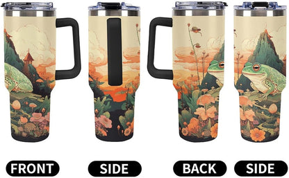 40 Oz Double Insulated Tumblers With Handles Pelican Birds Printed Insulated Tumbler With Straw With Lid Leak-proof Stainless Steel Travel Coffee Mug - Colors B