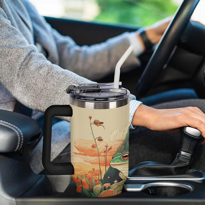 40 Oz Double Insulated Tumblers With Handles Pelican Birds Printed Insulated Tumbler With Straw With Lid Leak-proof Stainless Steel Travel Coffee Mug - Colors B