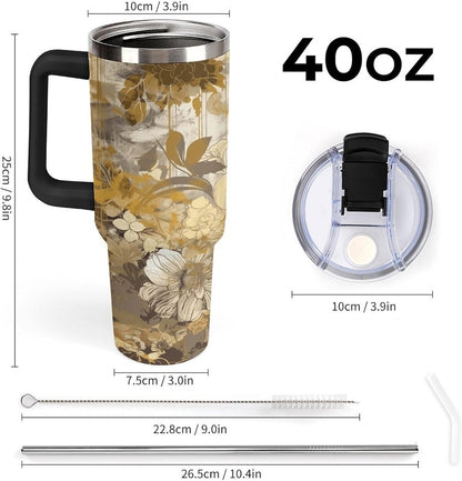 40 Oz Double Insulated Tumblers With Handles Pelican Birds Printed Insulated Tumbler With Straw With Lid Leak-proof Stainless Steel Travel Coffee Mug - Colors B
