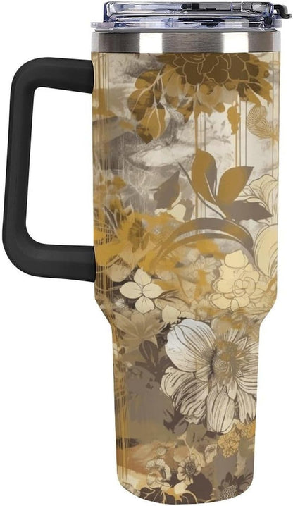 40 Oz Double Insulated Tumblers With Handles Pelican Birds Printed Insulated Tumbler With Straw With Lid Leak-proof Stainless Steel Travel Coffee Mug - Colors B