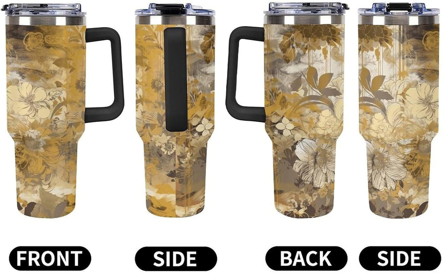 40 Oz Double Insulated Tumblers With Handles Pelican Birds Printed Insulated Tumbler With Straw With Lid Leak-proof Stainless Steel Travel Coffee Mug - Colors B