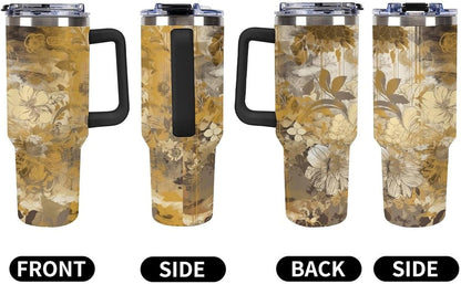 40 Oz Double Insulated Tumblers With Handles Pelican Birds Printed Insulated Tumbler With Straw With Lid Leak-proof Stainless Steel Travel Coffee Mug - Colors B