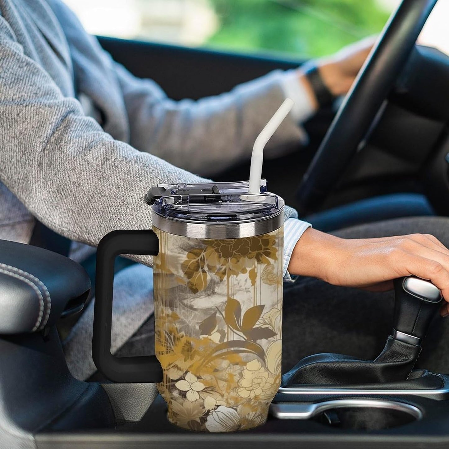 40 Oz Double Insulated Tumblers With Handles Pelican Birds Printed Insulated Tumbler With Straw With Lid Leak-proof Stainless Steel Travel Coffee Mug - Colors B