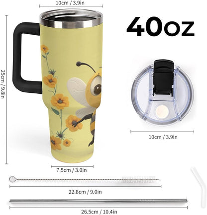 40 Oz Double Insulated Tumblers With Handles Pelican Birds Printed Insulated Tumbler With Straw With Lid Leak-proof Stainless Steel Travel Coffee Mug - Colors B