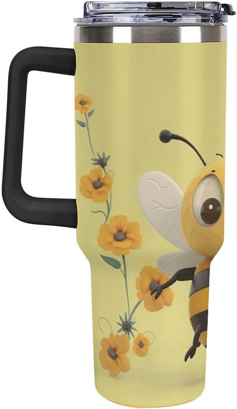 40 Oz Double Insulated Tumblers With Handles Pelican Birds Printed Insulated Tumbler With Straw With Lid Leak-proof Stainless Steel Travel Coffee Mug - Colors B