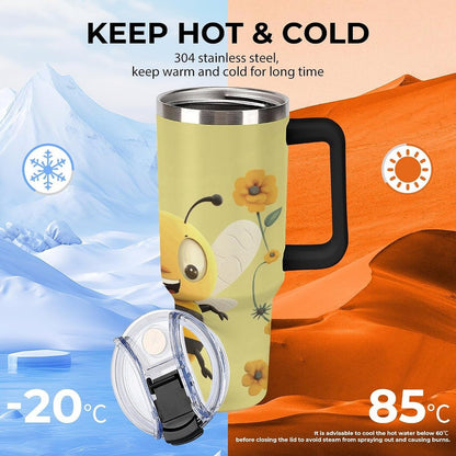 40 Oz Double Insulated Tumblers With Handles Pelican Birds Printed Insulated Tumbler With Straw With Lid Leak-proof Stainless Steel Travel Coffee Mug - Colors B