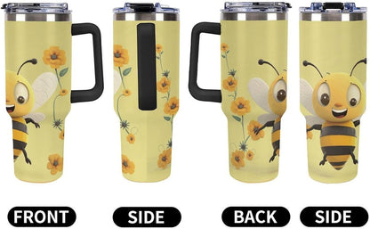 40 Oz Double Insulated Tumblers With Handles Pelican Birds Printed Insulated Tumbler With Straw With Lid Leak-proof Stainless Steel Travel Coffee Mug - Colors B