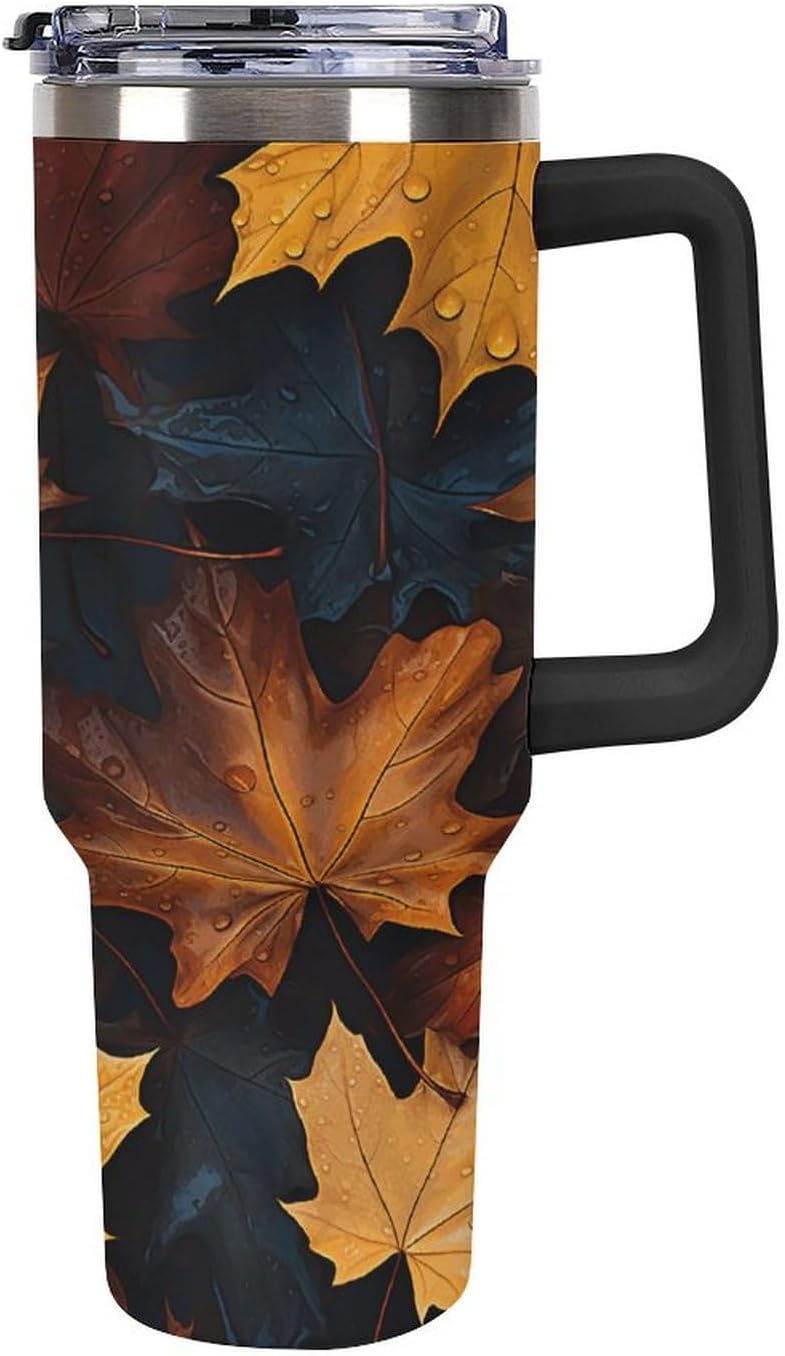 40 Oz Double Insulated Tumblers With Handles Pelican Birds Printed Insulated Tumbler With Straw With Lid Leak-proof Stainless Steel Travel Coffee Mug - Colors B