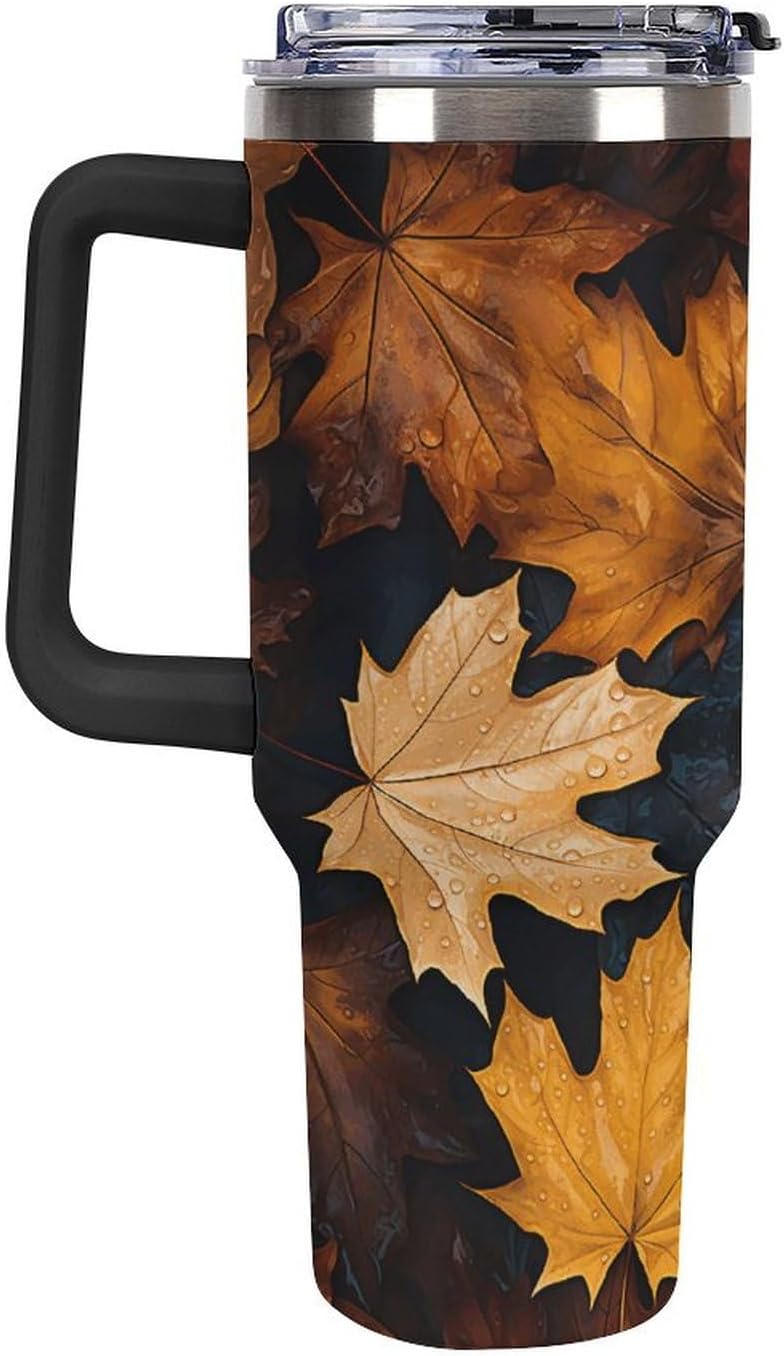 40 Oz Double Insulated Tumblers With Handles Pelican Birds Printed Insulated Tumbler With Straw With Lid Leak-proof Stainless Steel Travel Coffee Mug - Colors B
