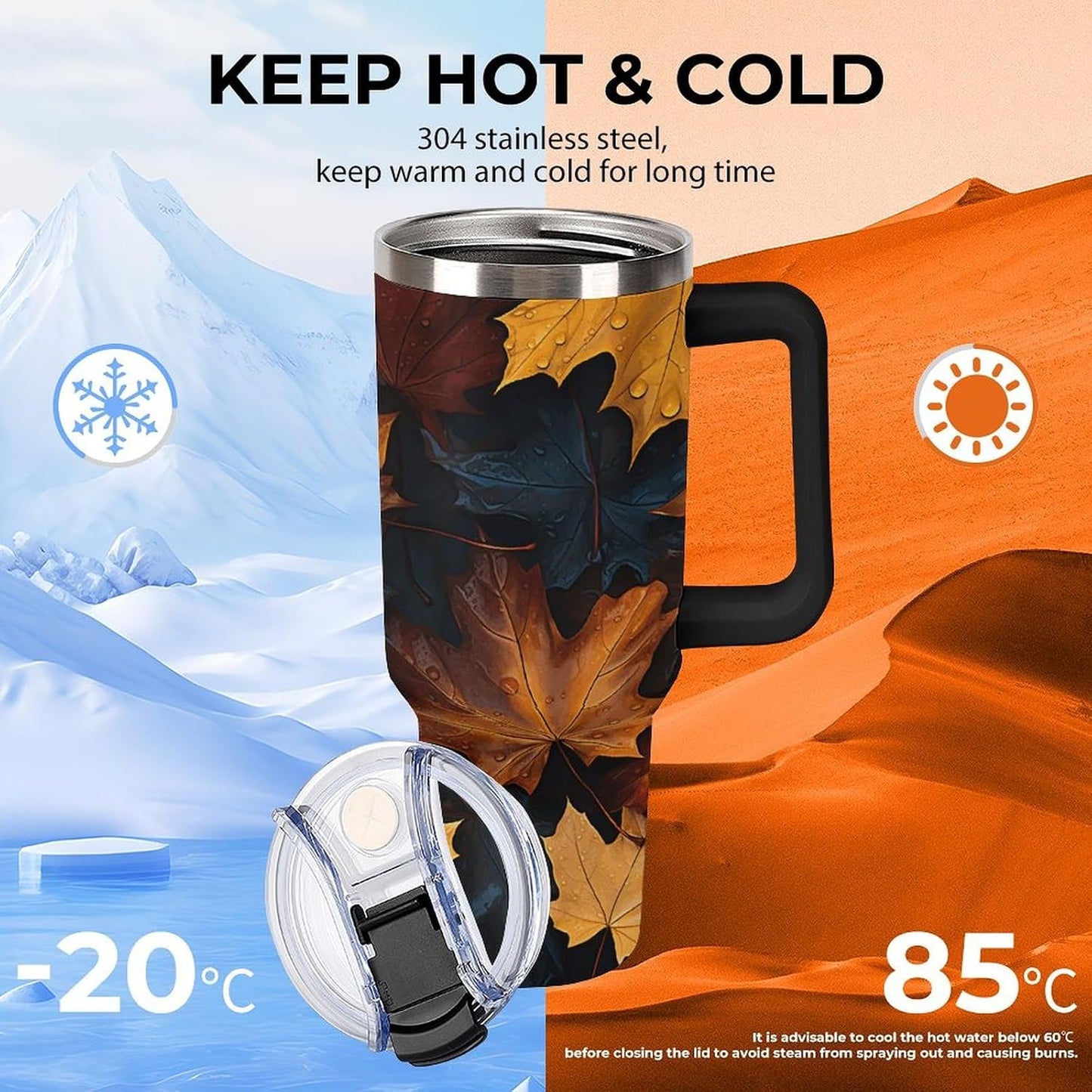 40 Oz Double Insulated Tumblers With Handles Pelican Birds Printed Insulated Tumbler With Straw With Lid Leak-proof Stainless Steel Travel Coffee Mug - Colors B