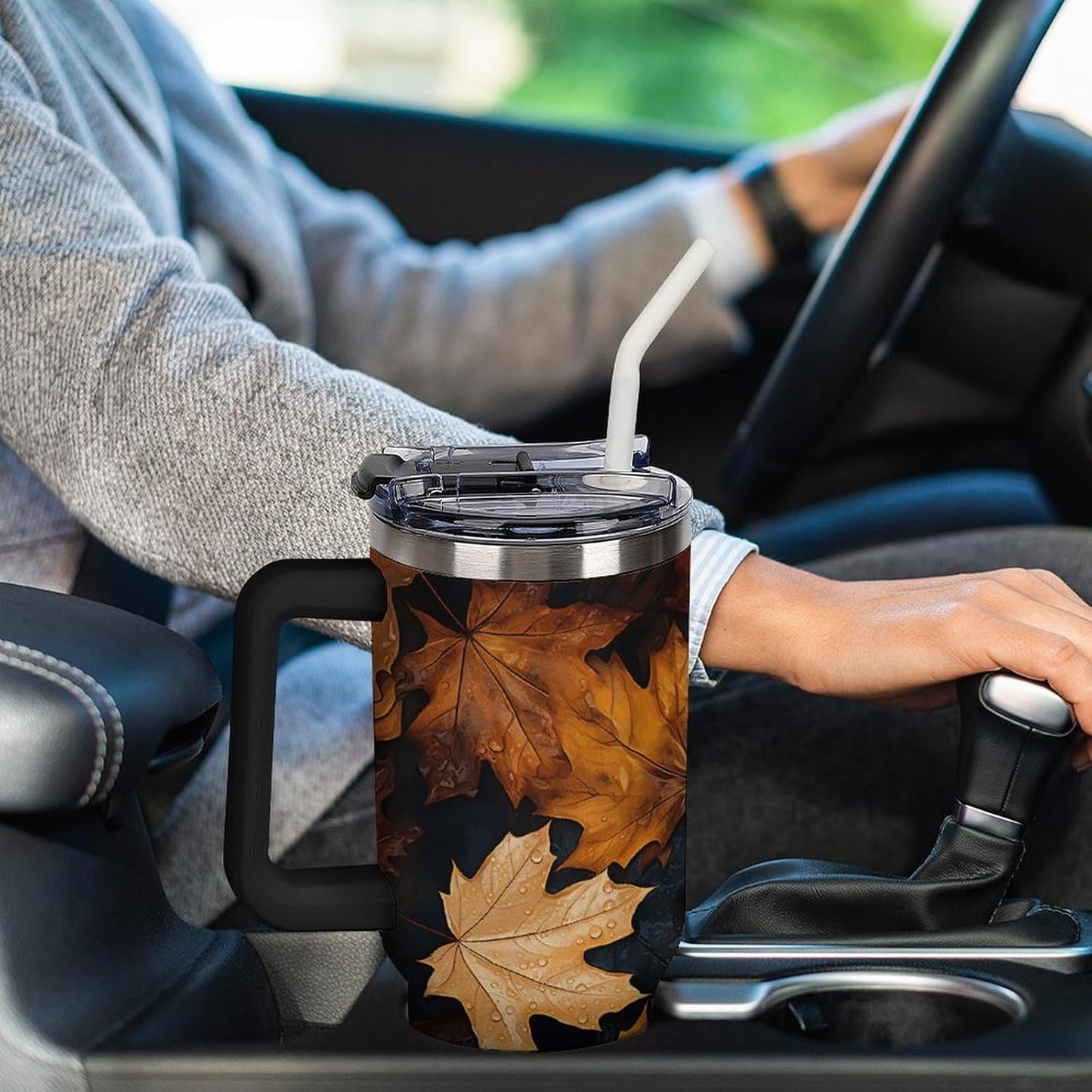 40 Oz Double Insulated Tumblers With Handles Pelican Birds Printed Insulated Tumbler With Straw With Lid Leak-proof Stainless Steel Travel Coffee Mug - Colors B