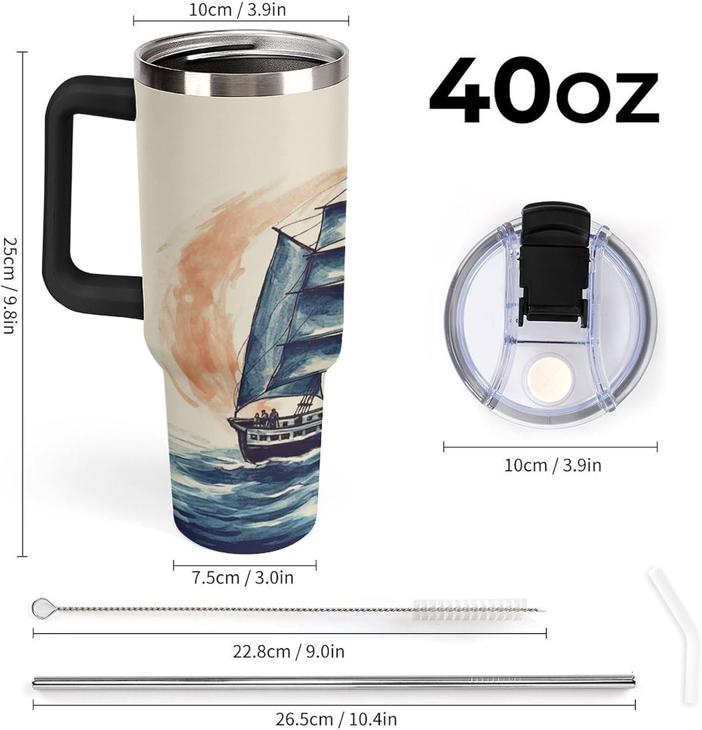 40 Oz Double Insulated Tumblers With Handles Pelican Birds Printed Insulated Tumbler With Straw With Lid Leak-proof Stainless Steel Travel Coffee Mug - Colors B