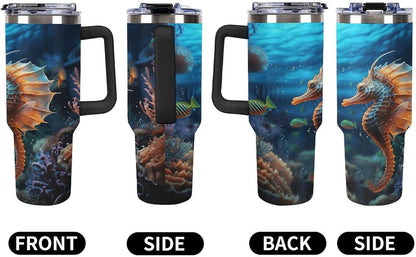40 Oz Double Insulated Tumblers With Handles Pelican Birds Printed Insulated Tumbler With Straw With Lid Leak-proof Stainless Steel Travel Coffee Mug - Colors B