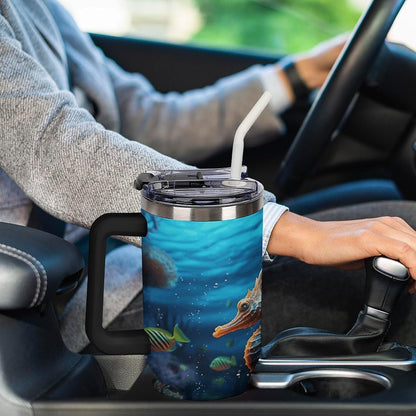 40 Oz Double Insulated Tumblers With Handles Pelican Birds Printed Insulated Tumbler With Straw With Lid Leak-proof Stainless Steel Travel Coffee Mug - Colors B