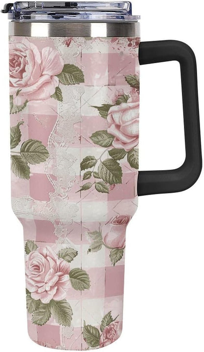 40 Oz Double Insulated Tumblers With Handles Pelican Birds Printed Insulated Tumbler With Straw With Lid Leak-proof Stainless Steel Travel Coffee Mug - Colors B