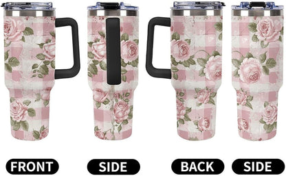 40 Oz Double Insulated Tumblers With Handles Pelican Birds Printed Insulated Tumbler With Straw With Lid Leak-proof Stainless Steel Travel Coffee Mug - Colors B