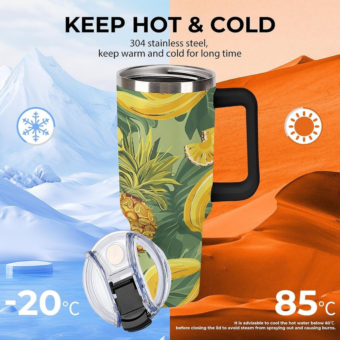 40 Oz Double Insulated Tumblers With Handles Pelican Birds Printed Insulated Tumbler With Straw With Lid Leak-proof Stainless Steel Travel Coffee Mug - Colors B