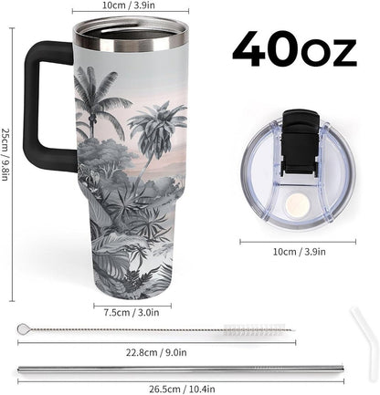 40 Oz Double Insulated Tumblers With Handles Pelican Birds Printed Insulated Tumbler With Straw With Lid Leak-proof Stainless Steel Travel Coffee Mug - Colors B