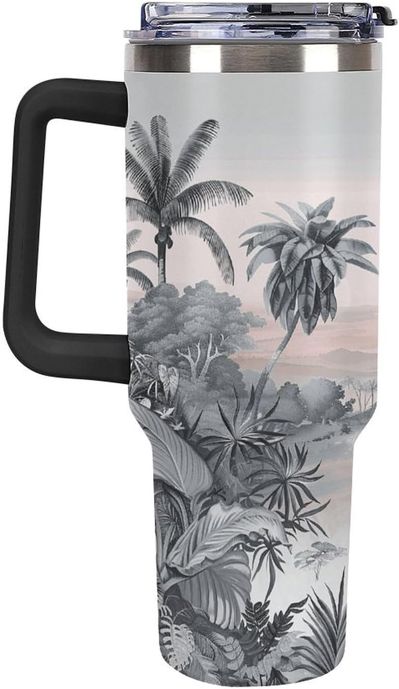 40 Oz Double Insulated Tumblers With Handles Pelican Birds Printed Insulated Tumbler With Straw With Lid Leak-proof Stainless Steel Travel Coffee Mug - Colors B