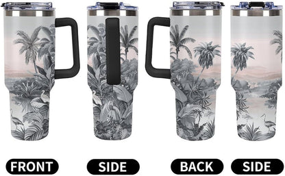 40 Oz Double Insulated Tumblers With Handles Pelican Birds Printed Insulated Tumbler With Straw With Lid Leak-proof Stainless Steel Travel Coffee Mug - Colors B