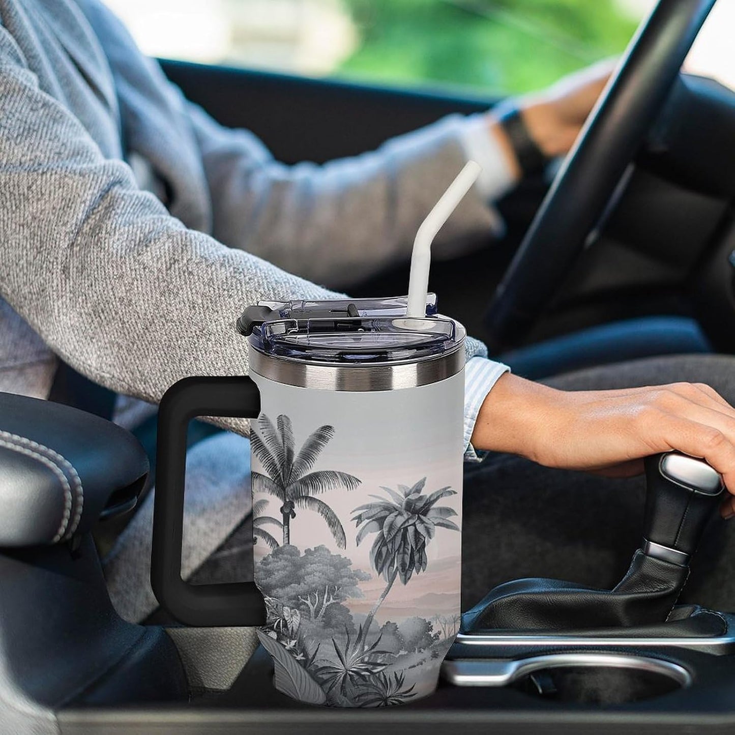 40 Oz Double Insulated Tumblers With Handles Pelican Birds Printed Insulated Tumbler With Straw With Lid Leak-proof Stainless Steel Travel Coffee Mug - Colors B