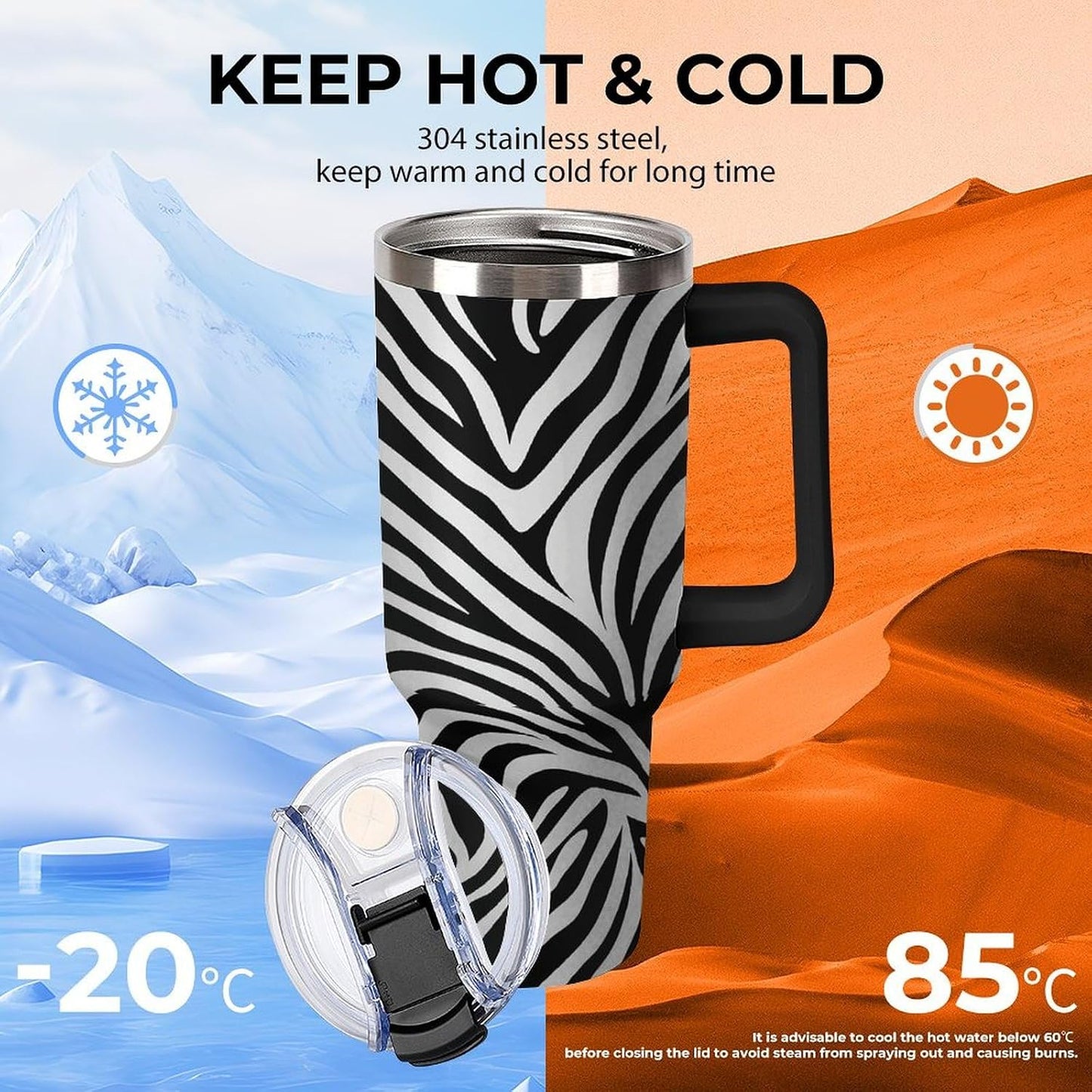 40 Oz Double Insulated Tumblers With Handles Pelican Birds Printed Insulated Tumbler With Straw With Lid Leak-proof Stainless Steel Travel Coffee Mug - Colors B