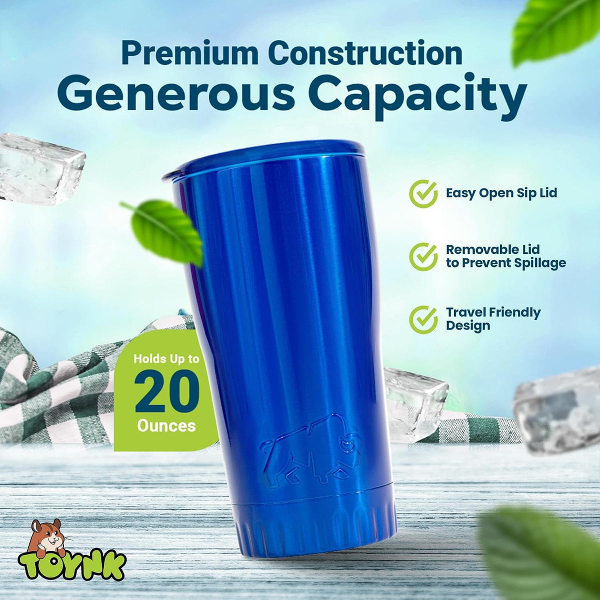 Royal Blue Flip Top, Vacuum Insulated Water Bottle, 30oz | Double Walled, Stainless Steel, Tumbler, Leakproof Lid, Keeps Hot and Cold, Travel Coffee Mug, Cup, 0.89 Liters