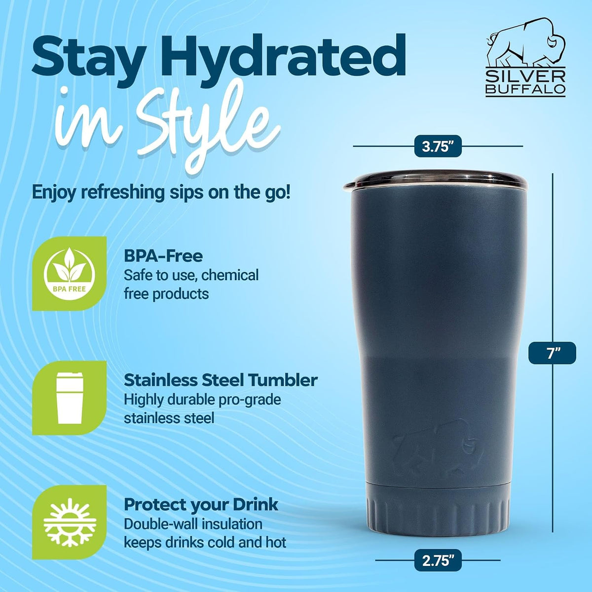 Royal Blue Flip Top, Vacuum Insulated Water Bottle, 30oz | Double Walled, Stainless Steel, Tumbler, Leakproof Lid, Keeps Hot and Cold, Travel Coffee Mug, Cup, 0.89 Liters