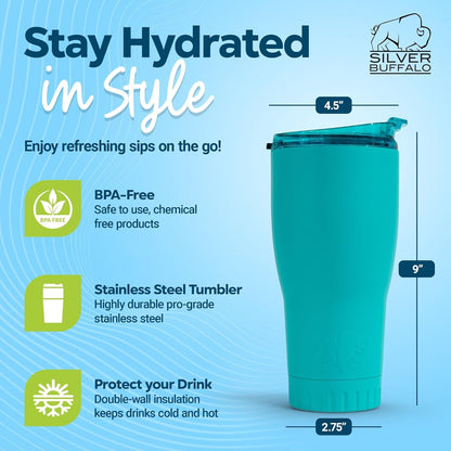 Royal Blue Flip Top, Vacuum Insulated Water Bottle, 30oz | Double Walled, Stainless Steel, Tumbler, Leakproof Lid, Keeps Hot and Cold, Travel Coffee Mug, Cup, 0.89 Liters