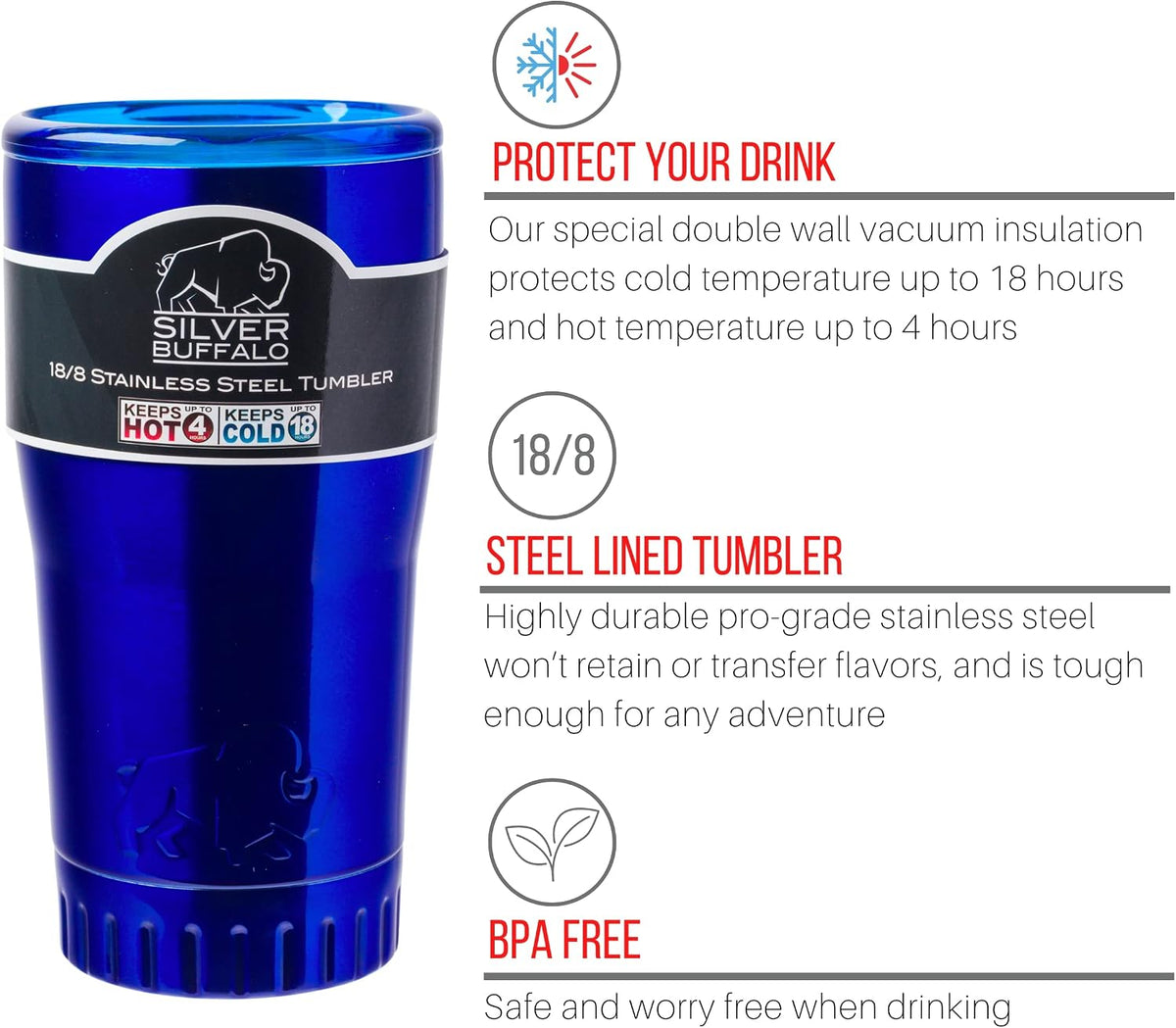 Royal Blue Flip Top, Vacuum Insulated Water Bottle, 30oz | Double Walled, Stainless Steel, Tumbler, Leakproof Lid, Keeps Hot and Cold, Travel Coffee Mug, Cup, 0.89 Liters