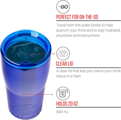 Royal Blue Flip Top, Vacuum Insulated Water Bottle, 30oz | Double Walled, Stainless Steel, Tumbler, Leakproof Lid, Keeps Hot and Cold, Travel Coffee Mug, Cup, 0.89 Liters