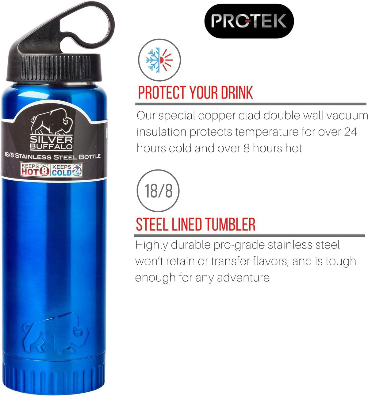 Royal Blue Flip Top, Vacuum Insulated Water Bottle, 30oz | Double Walled, Stainless Steel, Tumbler, Leakproof Lid, Keeps Hot and Cold, Travel Coffee Mug, Cup, 0.89 Liters