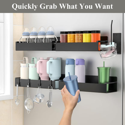 Magnetic Water Bottle Holder for Fridge Black