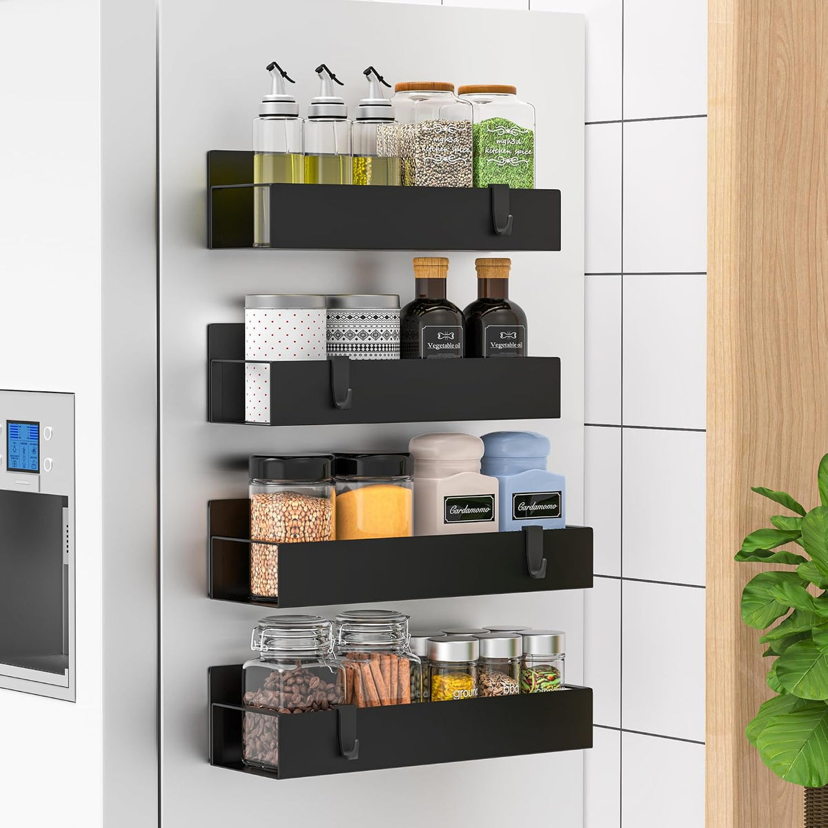 Magnetic Water Bottle Holder for Fridge Black