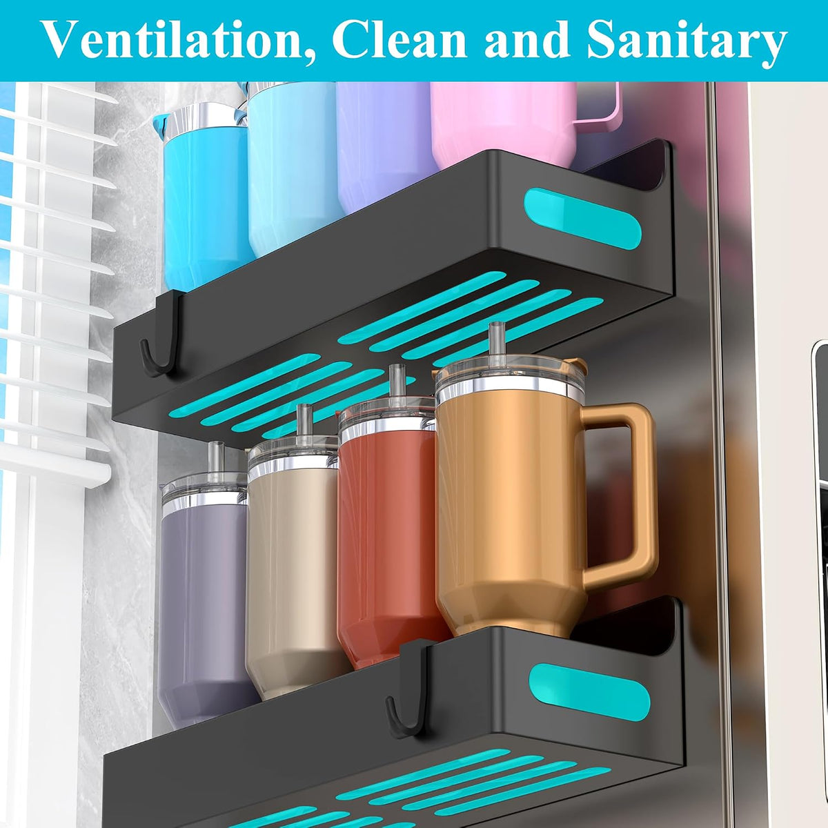 Magnetic Water Bottle Holder for Fridge Black