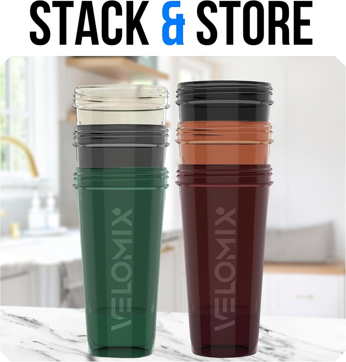 6 Pack 28oz Protein Shaker Bottle for Protein Mixes, Earth Tones