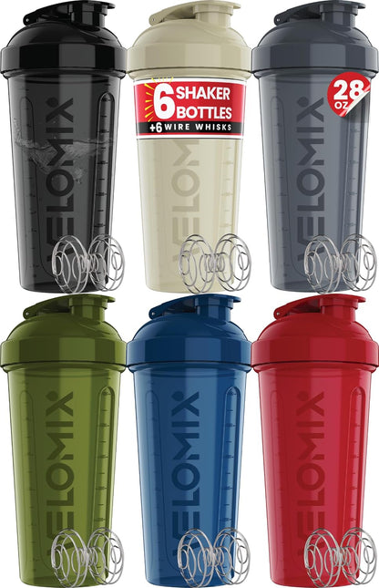 6 Pack 28oz Protein Shaker Bottle for Protein Mixes, Earth Tones