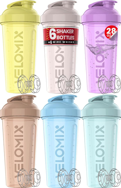 6 Pack 28oz Protein Shaker Bottle for Protein Mixes, Earth Tones